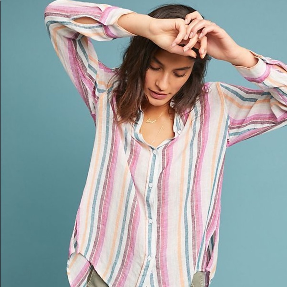 Rails Avila textured striped button down rainbow